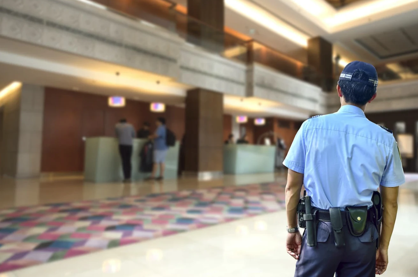 Security guard monitoring business property
