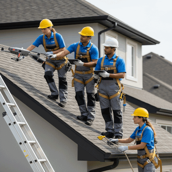 Professional roofing contractor inspection