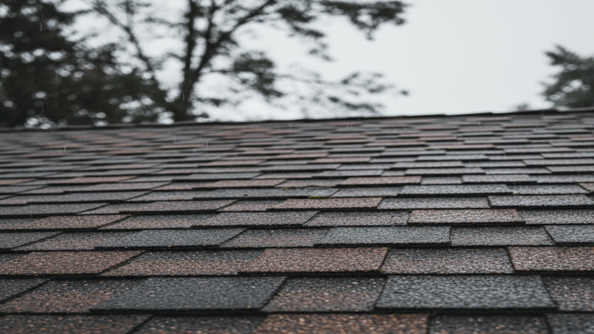 Before and after photo of a roof repair project